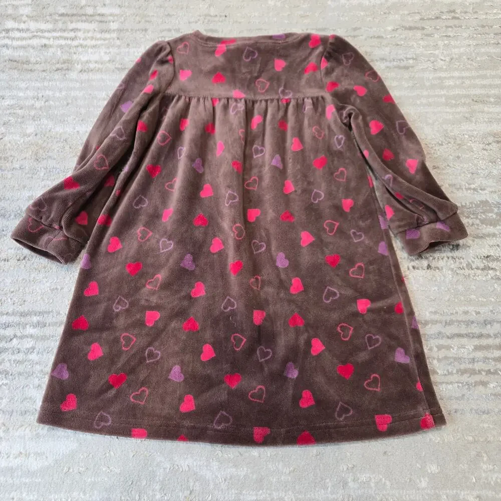 Vintage‎ OshKosh B'gosh Brown Heart Print Long Sleeve Dress Corduroy Dress 24 mo